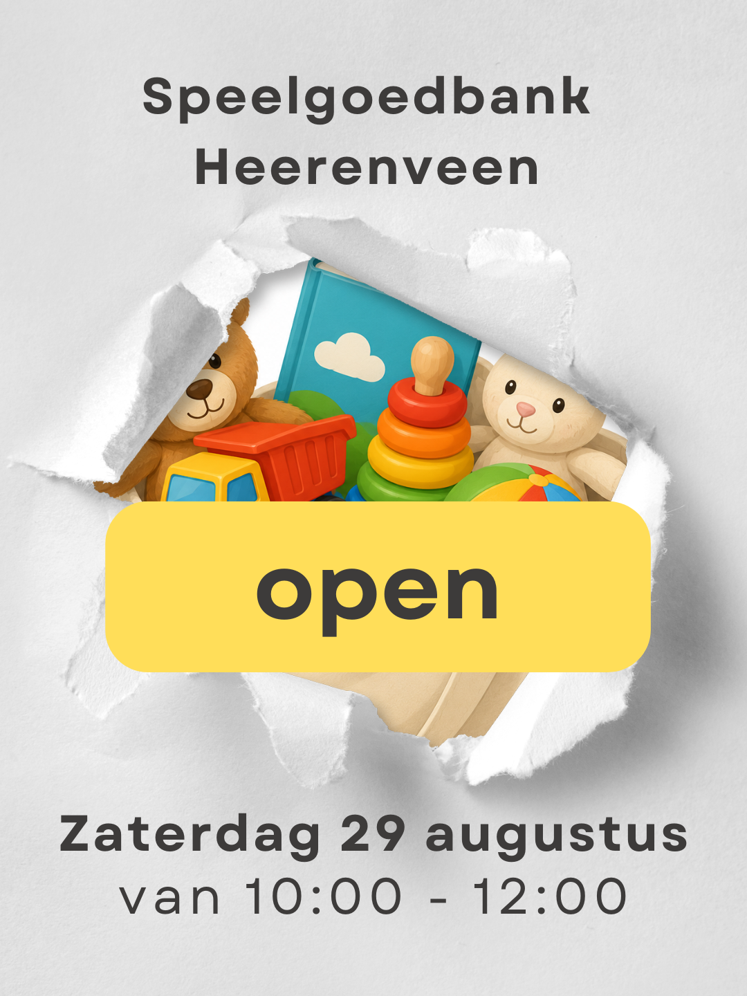 Zaterdag 29 augustus open